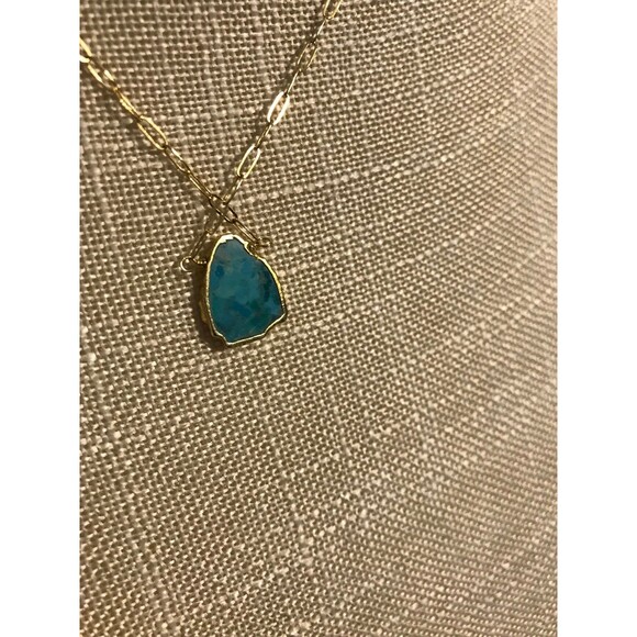Gold and Turquoise Paperclip Chain Necklace - Picture 7 of 7
